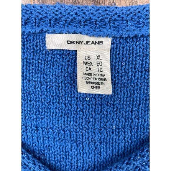 DKNY Jeans V-Neck sequin embellished 3/4 length sleeve sweater. Womens XL - Picture 5 of 10